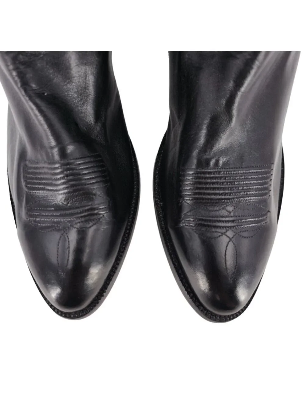 J.B. Hill Mens Size 10EE Wide Black Leather Cowboy Western Boots Handmade Texas - Picture 10 of 16